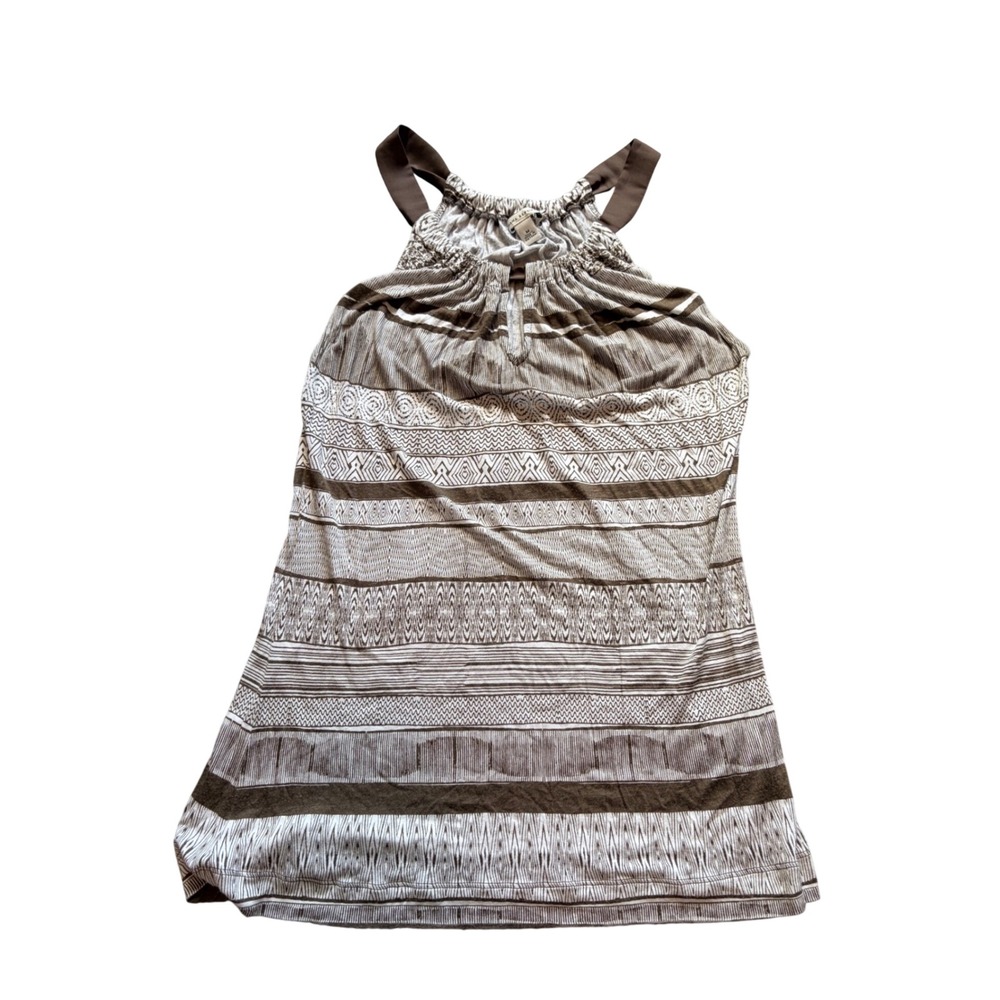 Banana Republic Brown White Tribal Geometric Halter Top Keyhole Blouse Mens M